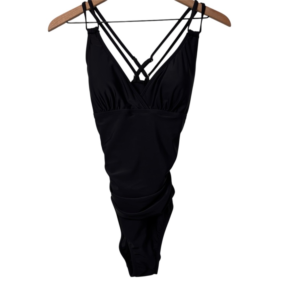 BLACK ONE PIECE WOMEN SWIMSUIT TUMMY CONTROL SIZE MEDIUM BRAND NEW WITH TAGS